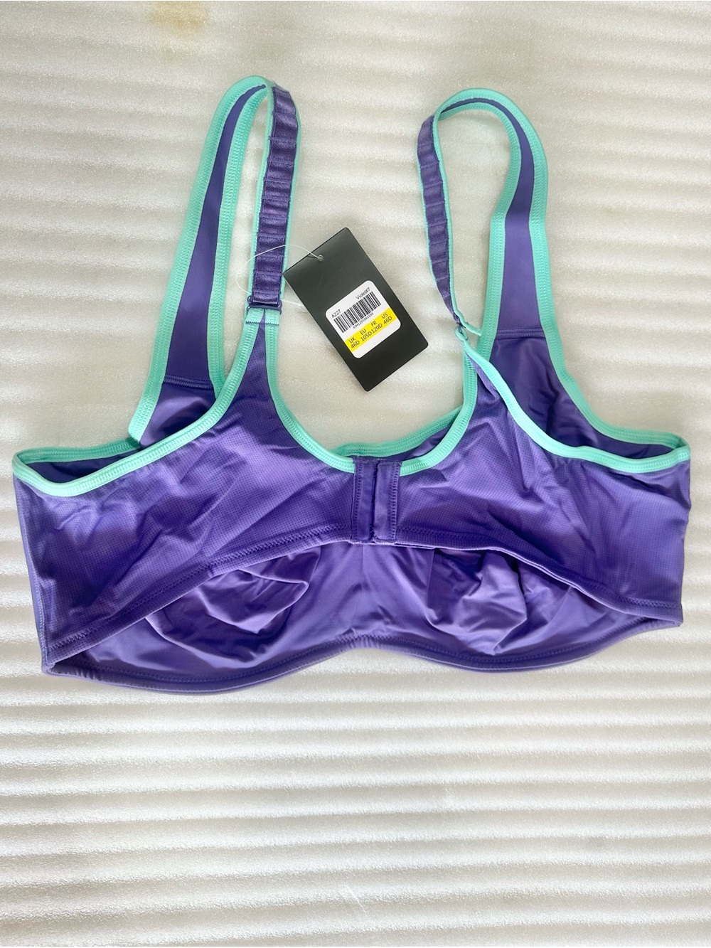 Purple Underwire Sports Bra with Mint Trim - Picture 2 of 3